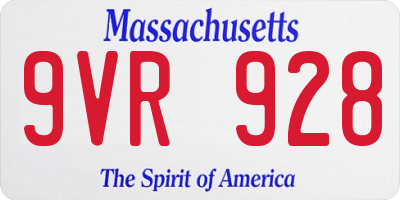 MA license plate 9VR928