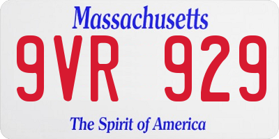 MA license plate 9VR929