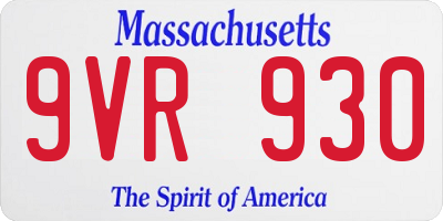 MA license plate 9VR930