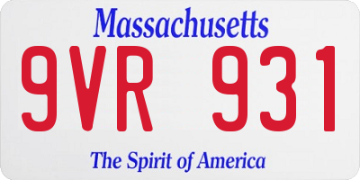 MA license plate 9VR931