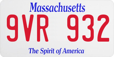 MA license plate 9VR932
