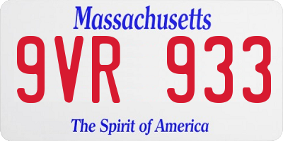 MA license plate 9VR933