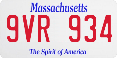 MA license plate 9VR934