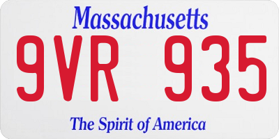 MA license plate 9VR935