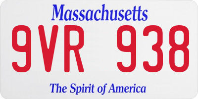 MA license plate 9VR938