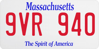 MA license plate 9VR940