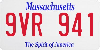 MA license plate 9VR941