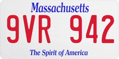 MA license plate 9VR942