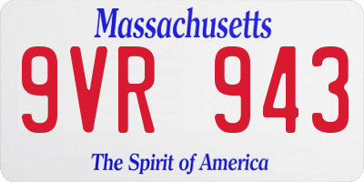 MA license plate 9VR943