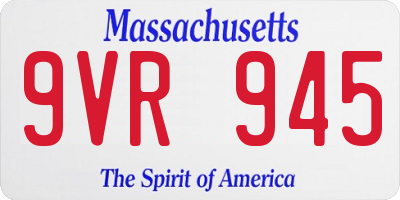 MA license plate 9VR945