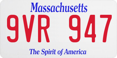 MA license plate 9VR947