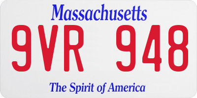 MA license plate 9VR948