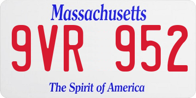 MA license plate 9VR952