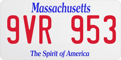 MA license plate 9VR953