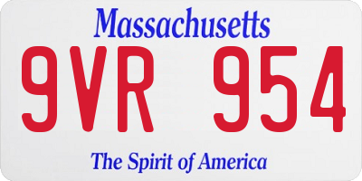 MA license plate 9VR954