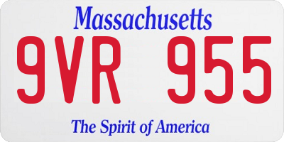 MA license plate 9VR955