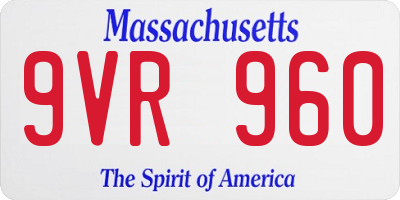 MA license plate 9VR960