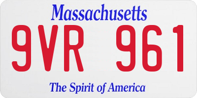 MA license plate 9VR961