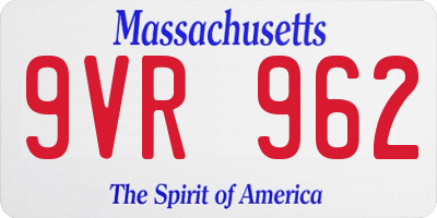 MA license plate 9VR962