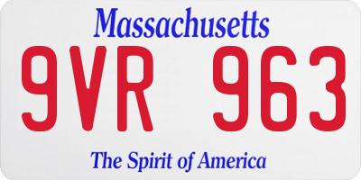 MA license plate 9VR963