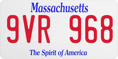 MA license plate 9VR968