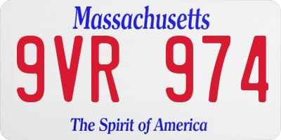 MA license plate 9VR974
