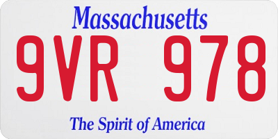 MA license plate 9VR978