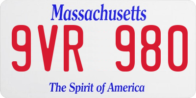 MA license plate 9VR980