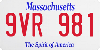 MA license plate 9VR981