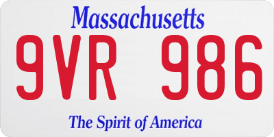 MA license plate 9VR986