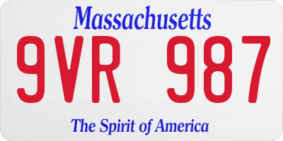 MA license plate 9VR987
