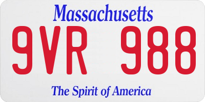 MA license plate 9VR988