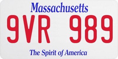 MA license plate 9VR989