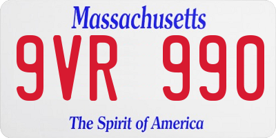 MA license plate 9VR990