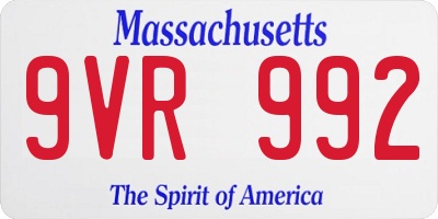 MA license plate 9VR992