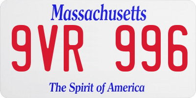 MA license plate 9VR996