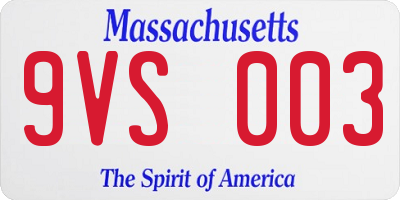 MA license plate 9VS003