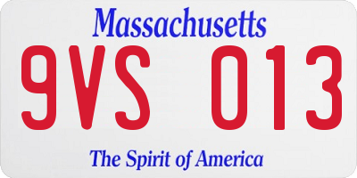 MA license plate 9VS013