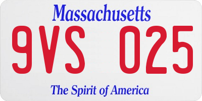 MA license plate 9VS025