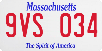 MA license plate 9VS034
