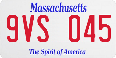 MA license plate 9VS045