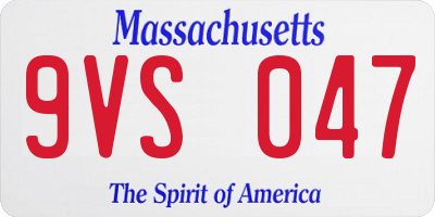 MA license plate 9VS047