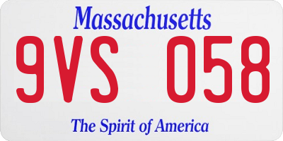 MA license plate 9VS058