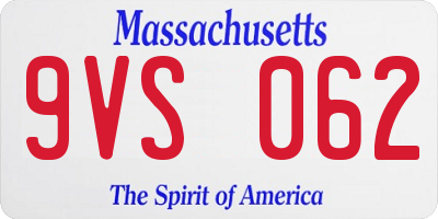 MA license plate 9VS062