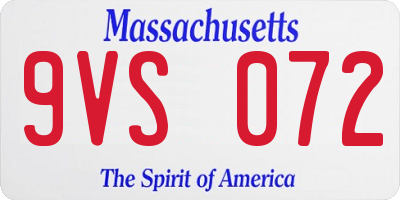 MA license plate 9VS072