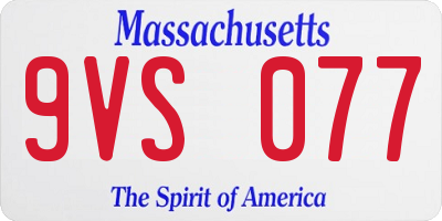MA license plate 9VS077