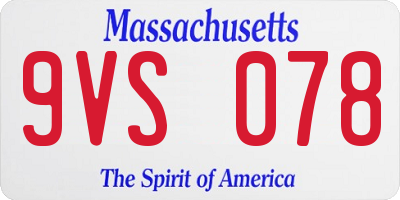 MA license plate 9VS078