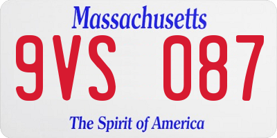 MA license plate 9VS087
