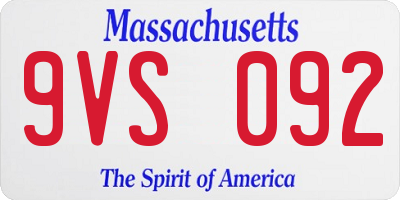 MA license plate 9VS092