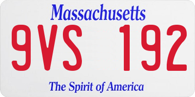 MA license plate 9VS192